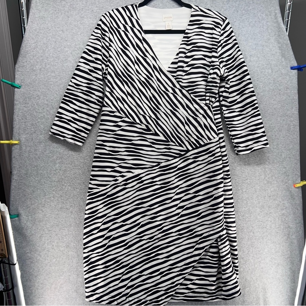 Chico's Zebra Print Long Sleeve Dress
